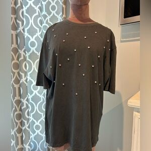 Zara Embellished Gray Women's Top